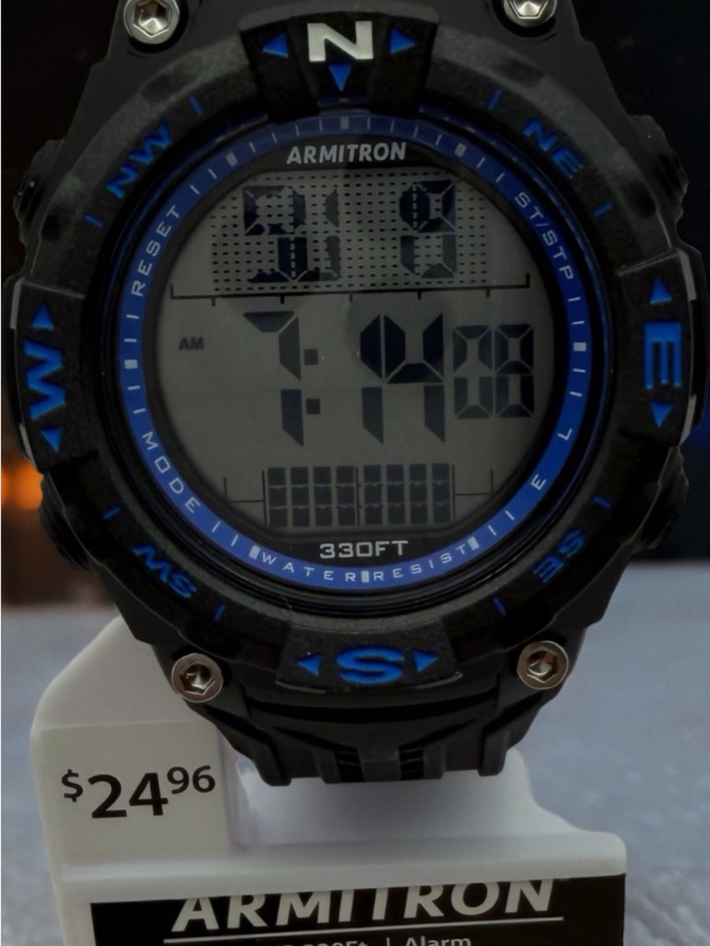 Armitron 40/8459BBKWM WR 330 Ft Alarm Lap Time Instalite NWT